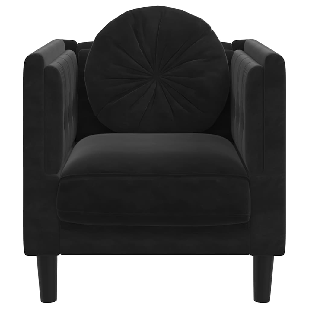 Sessel mit Kissen Schwarz Samt