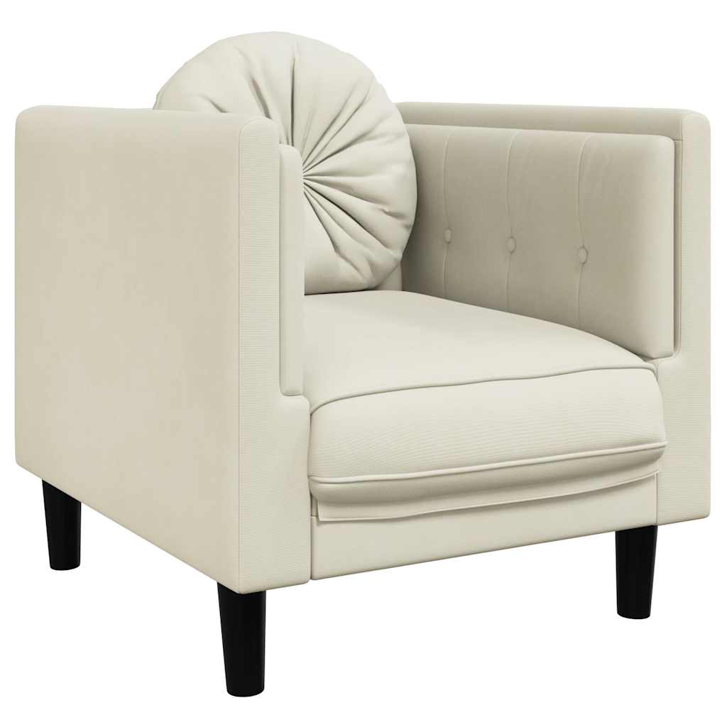 Sessel mit Kissen Creme Samt