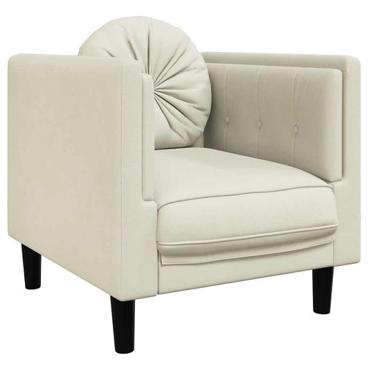 Sessel mit Kissen Creme Samt