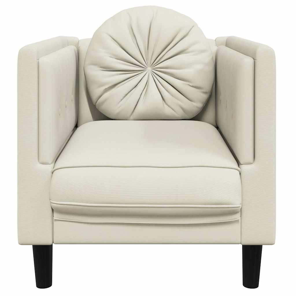 Sessel mit Kissen Creme Samt