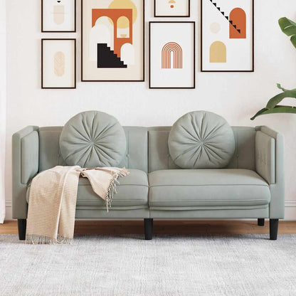 Sofa mit Kissen 2-Sitzer Hellgrau Samt