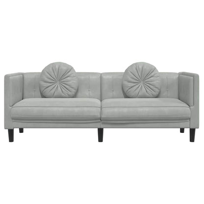 Sofa mit Kissen 3-Sitzer Hellgrau Samt