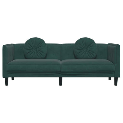 Sofa mit Kissen 3-Sitzer Dunkelgrün Samt