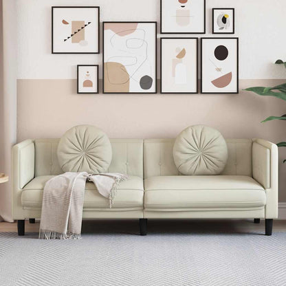 Sofa mit Kissen 3-Sitzer Creme Samt