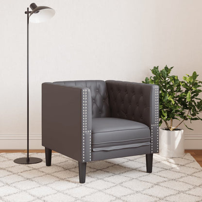 Chesterfield-Sessel Grau Kunstleder