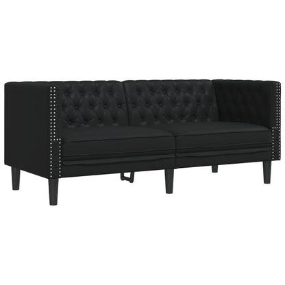 Chesterfield Sofa 2-personers sort imiteret læder