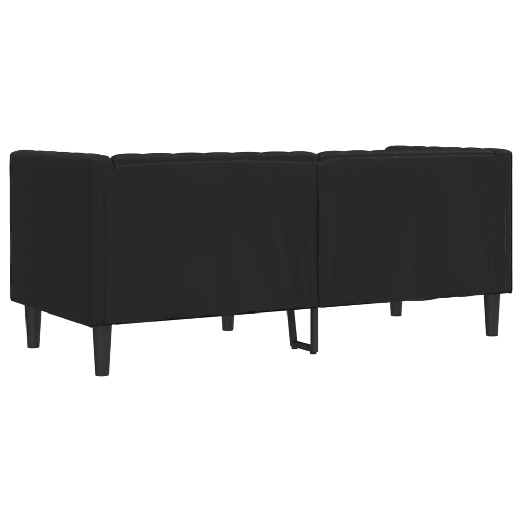 Chesterfield Sofa 2-personers sort imiteret læder