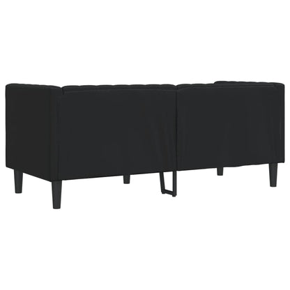 Chesterfield Sofa 2-personers sort imiteret læder
