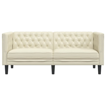 Chesterfield sofa 2-personers creme imiteret læder