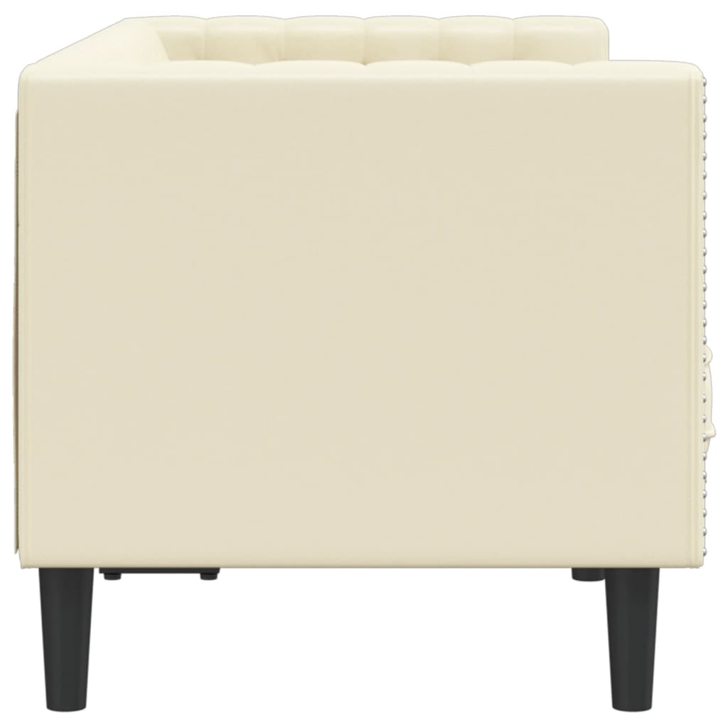 Chesterfield sofa 2-personers creme imiteret læder