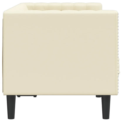 Chesterfield sofa 2-personers creme imiteret læder
