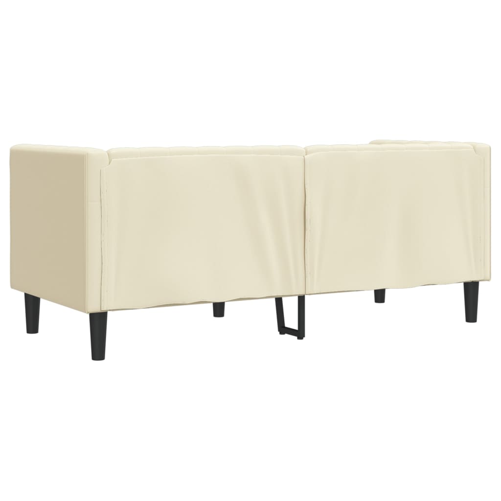 Chesterfield sofa 2-personers creme imiteret læder