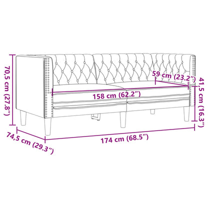 Chesterfield sofa 2-personers creme imiteret læder