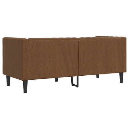 Chesterfield-Sofa 2-Sitzer Braun Kunstleder in Wildleder-Optik