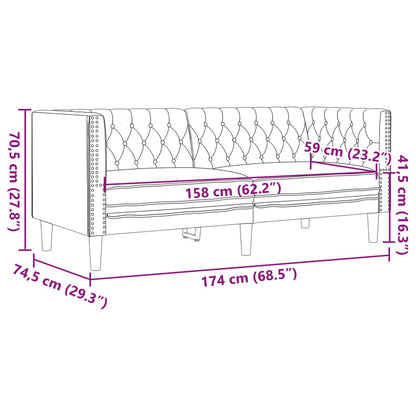 Chesterfield-Sofa 2-Sitzer Braun Kunstleder in Wildleder-Optik