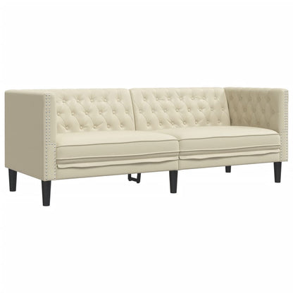 Chesterfield sofa 3-personers creme imiteret læder