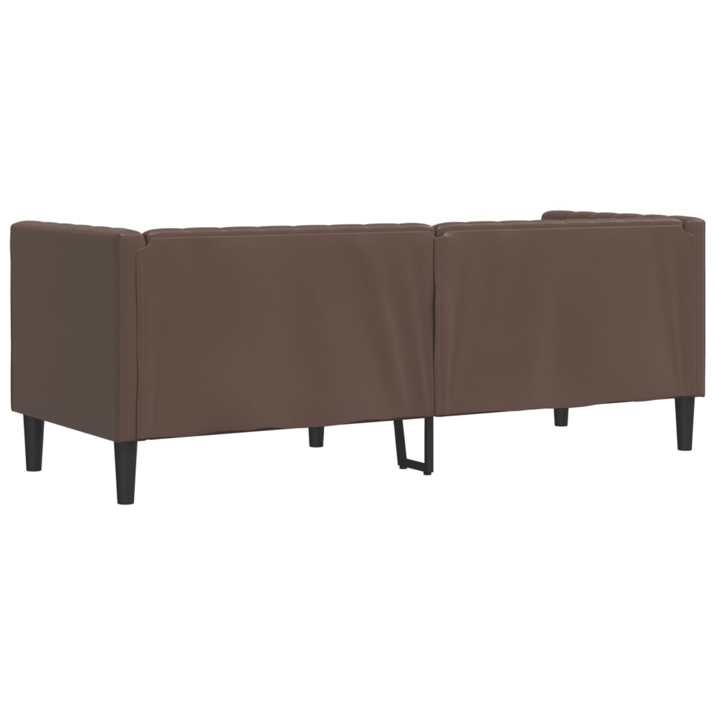 Chesterfield-Sofa 3-Sitzer Braun Kunstleder