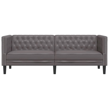 Chesterfield-Sofa 3-Sitzer Grau Kunstleder