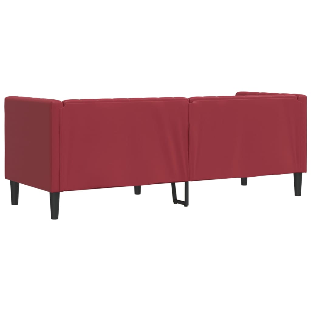 Chesterfield-Sofa 3-Sitzer Weinrot Kunstleder