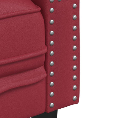 Chesterfield-Sofa 3-Sitzer Weinrot Kunstleder