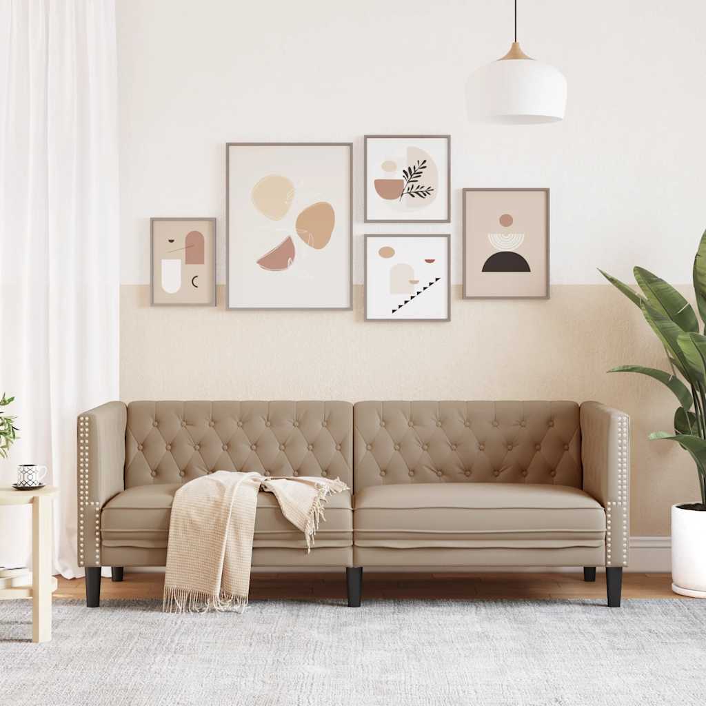 Chesterfield-Sofa 3-Sitzer Cappuccino Kunstleder