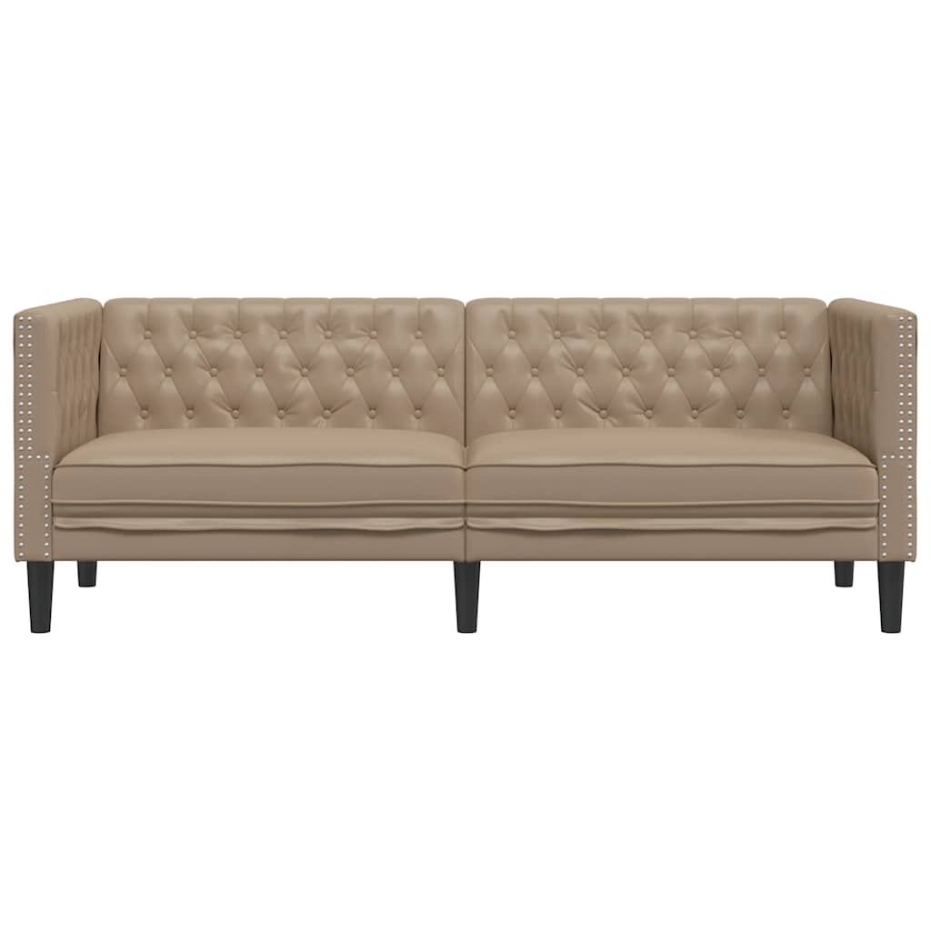 Chesterfield-Sofa 3-Sitzer Cappuccino Kunstleder
