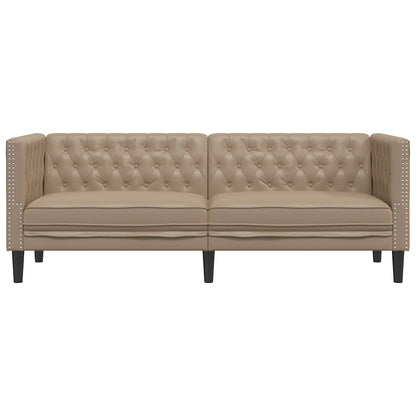 Chesterfield-Sofa 3-Sitzer Cappuccino Kunstleder