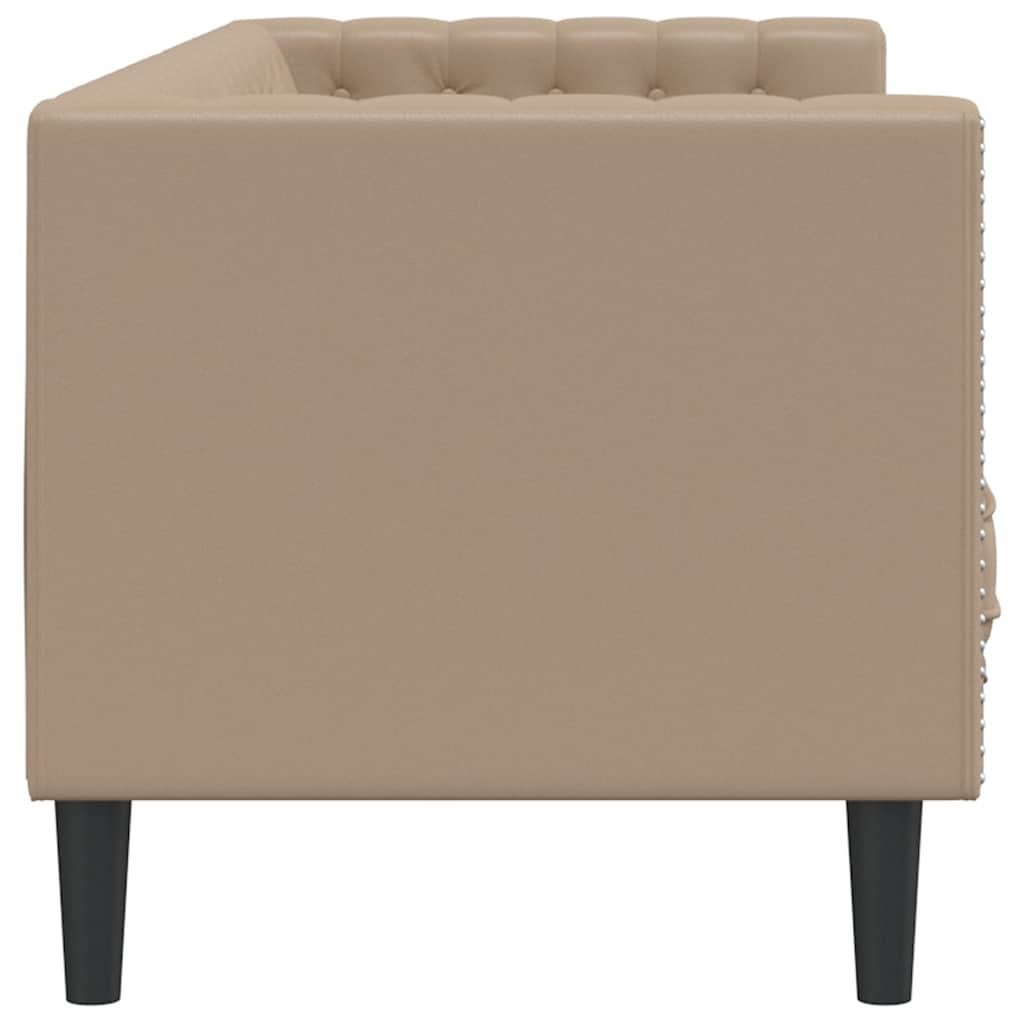 Chesterfield-Sofa 3-Sitzer Cappuccino Kunstleder