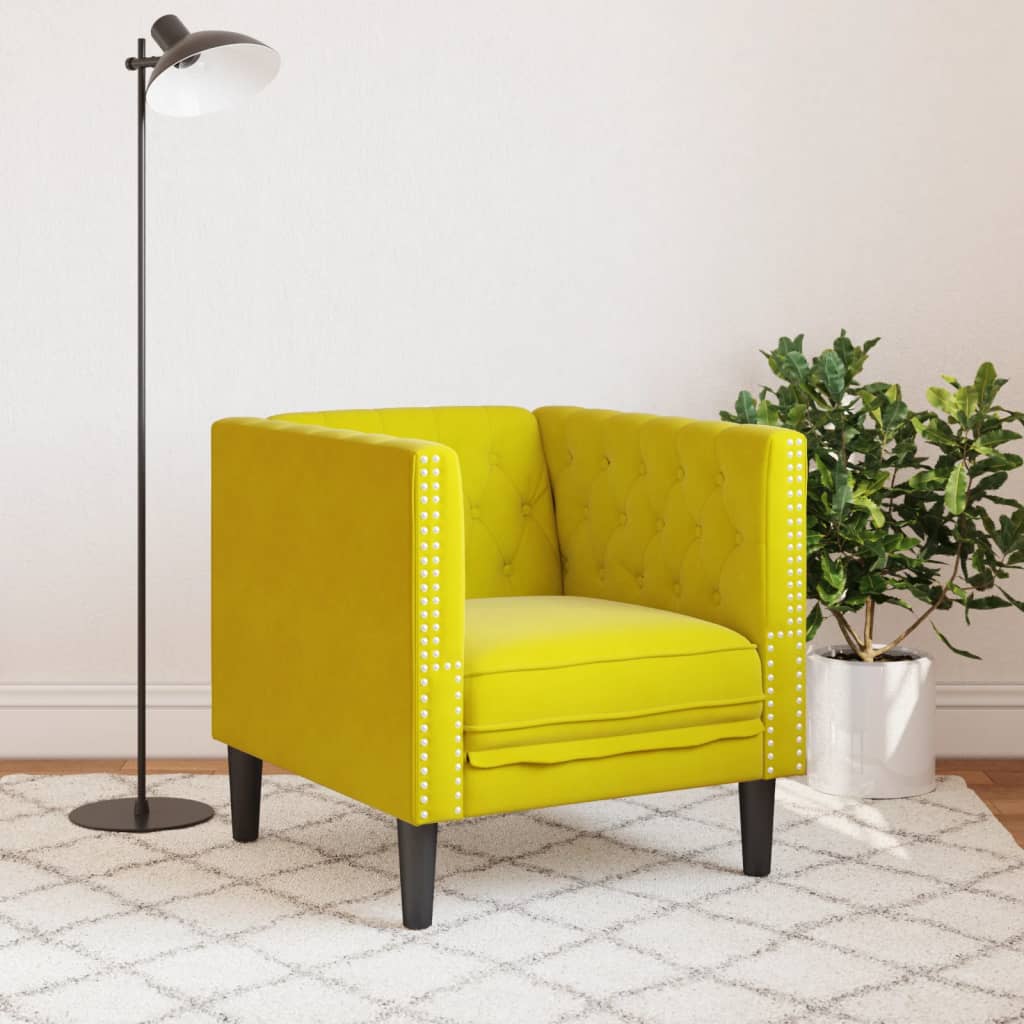 Chesterfield-Sessel Gelb Samt