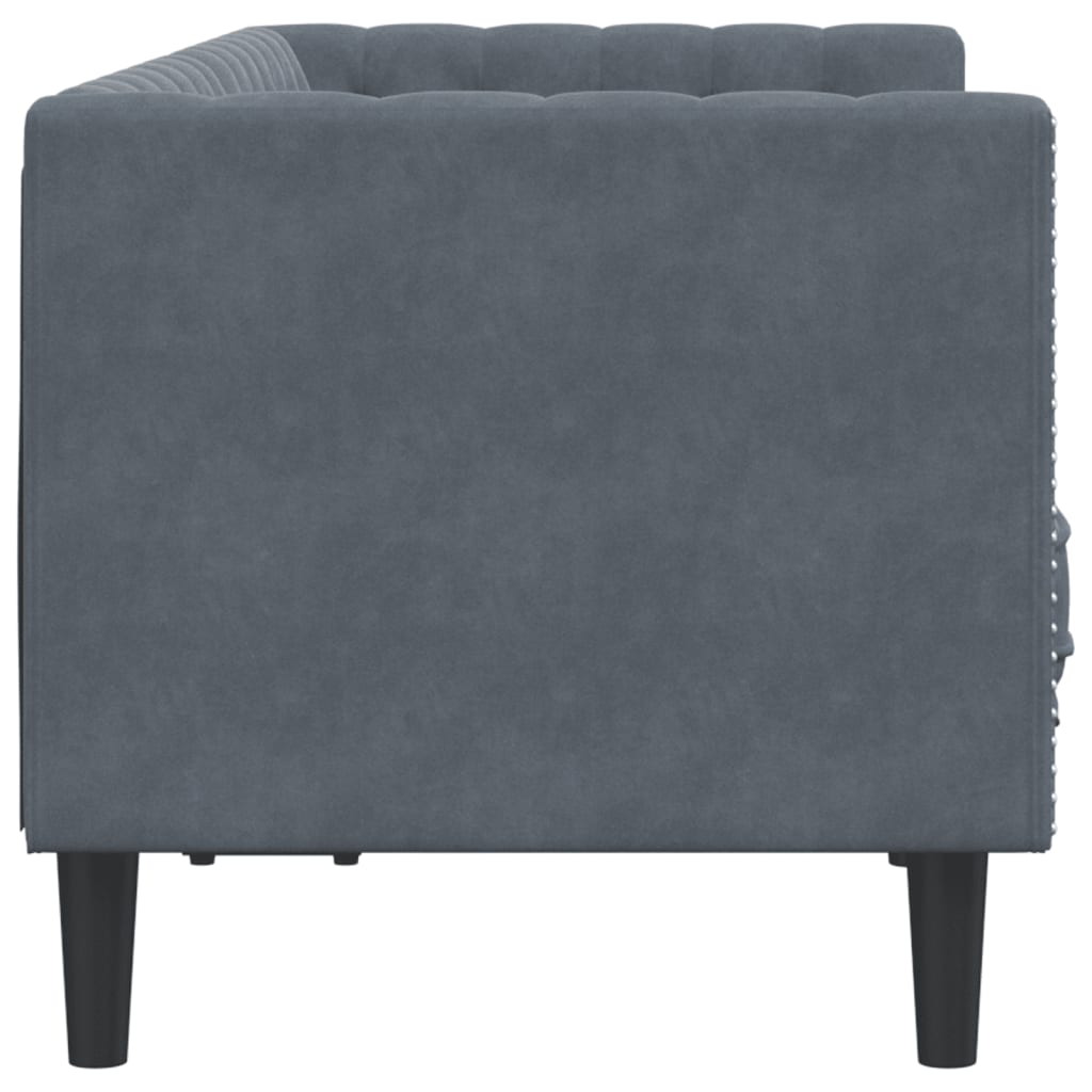 Chesterfield Sofa med Bolsters 2-personers mørkegrå fløjl