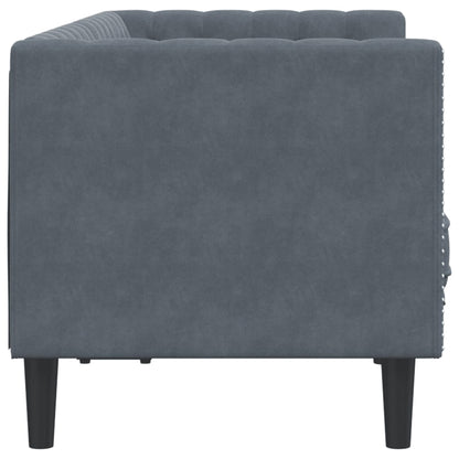 Chesterfield Sofa med Bolsters 2-personers mørkegrå fløjl