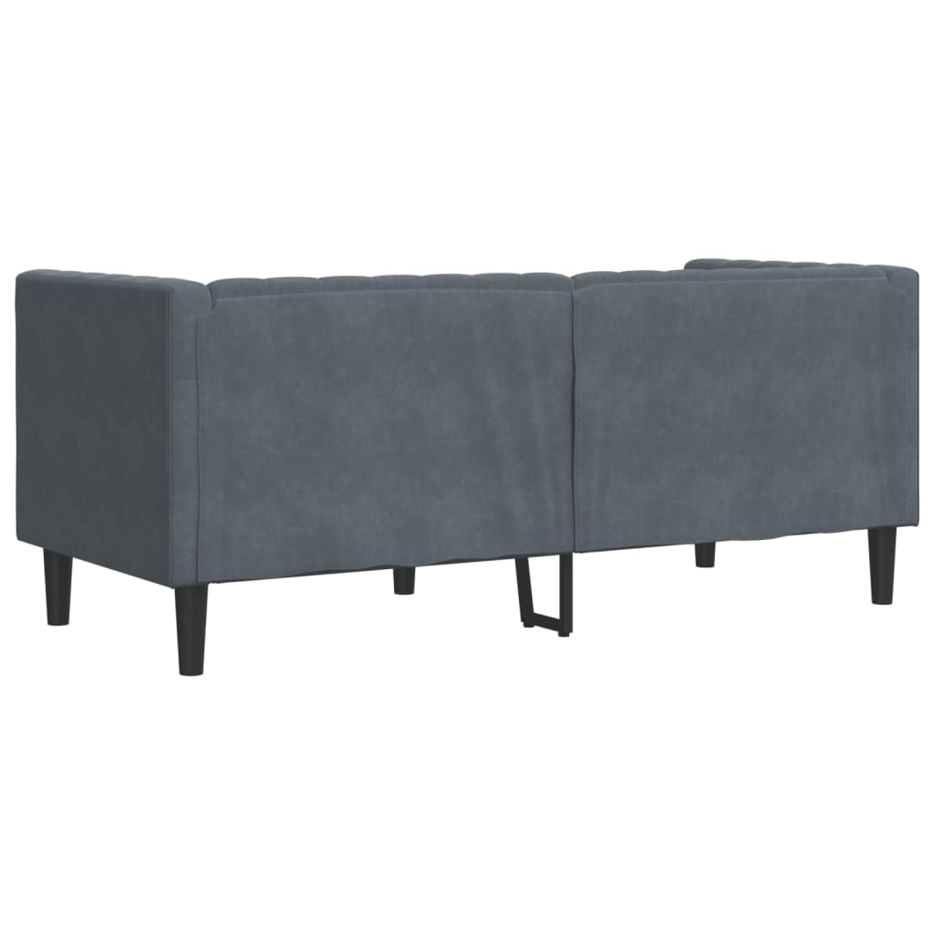 Chesterfield Sofa med Bolsters 2-personers mørkegrå fløjl