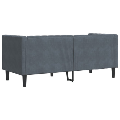 Chesterfield Sofa med Bolsters 2-personers mørkegrå fløjl