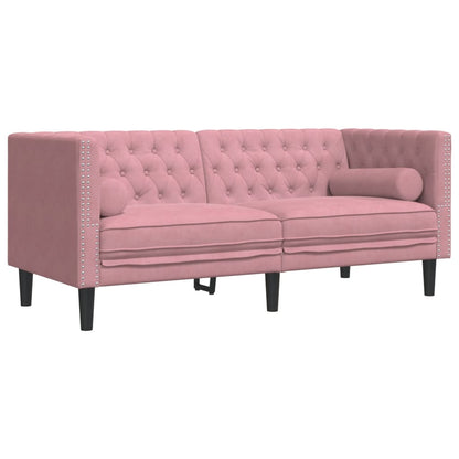 Chesterfield Sofa med Bolsters 2-personers Pink Velvet