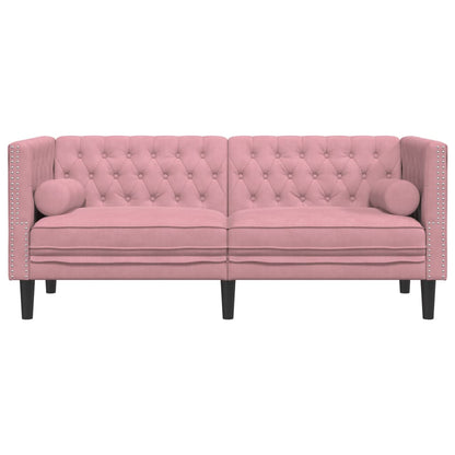 Chesterfield Sofa med Bolsters 2-personers Pink Velvet
