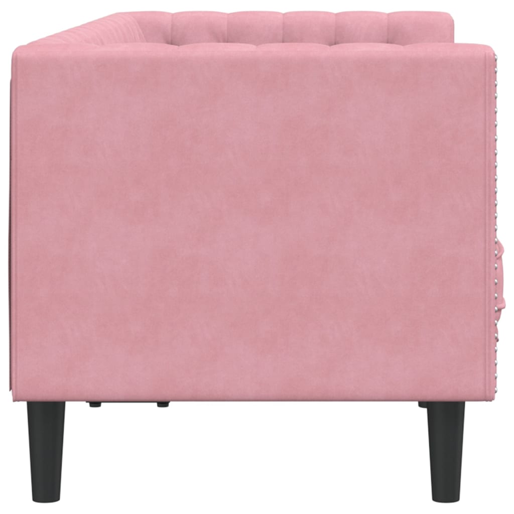 Chesterfield Sofa med Bolsters 2-personers Pink Velvet