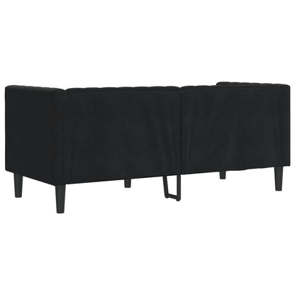 Chesterfield Sofa med Bolsters 2-personers sort fløjl