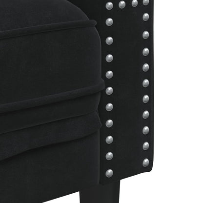 Chesterfield Sofa med Bolsters 2-personers sort fløjl
