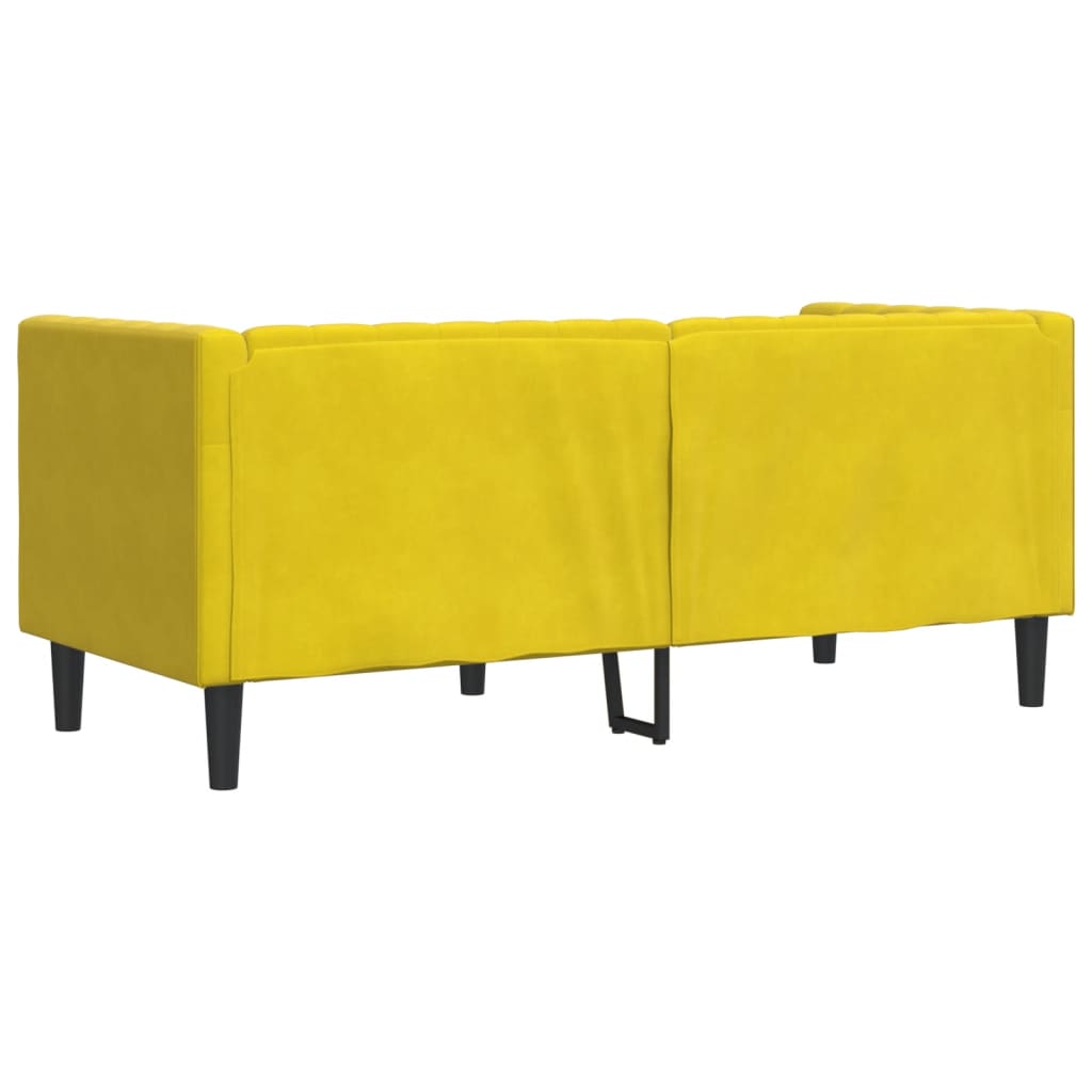 Chesterfield-Sofa mit Nackenrollen 2-Sitzer Gelb Samt