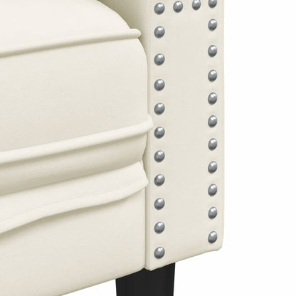 Chesterfield-Sofa mit Nackenrollen 2-Sitzer Creme Samt