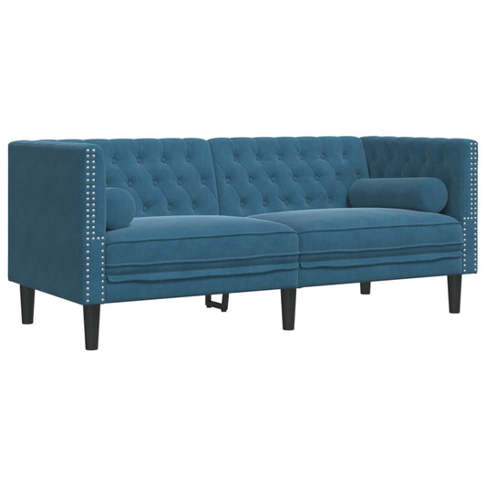 Chesterfield Sofa med Bolsters 2-personers Blue Velvet