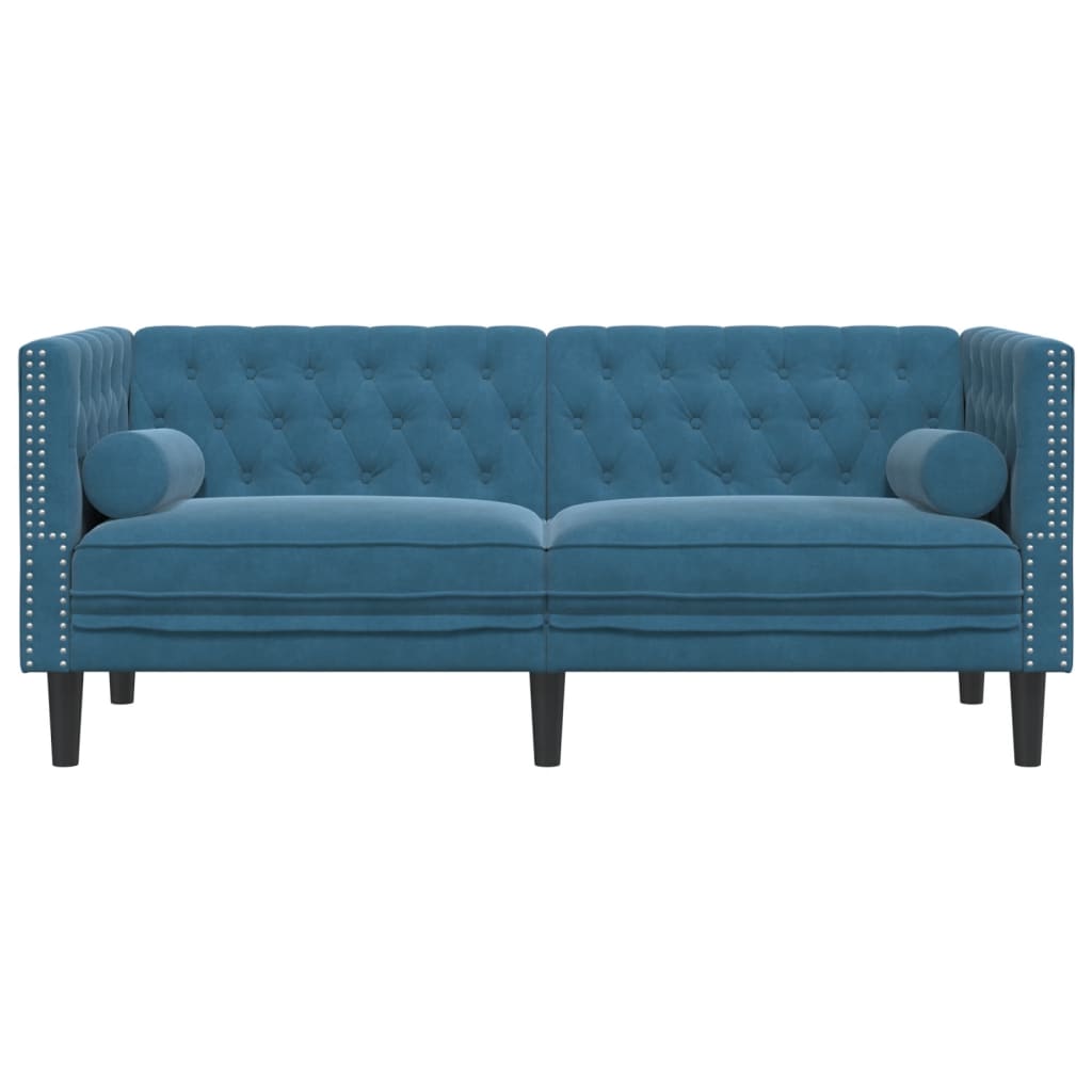 Chesterfield Sofa med Bolsters 2-personers Blue Velvet