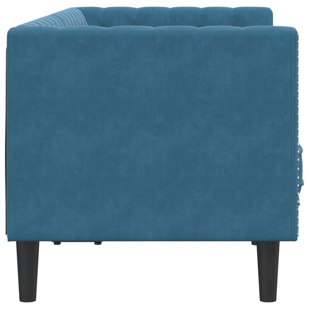 Chesterfield Sofa med Bolsters 2-personers Blue Velvet
