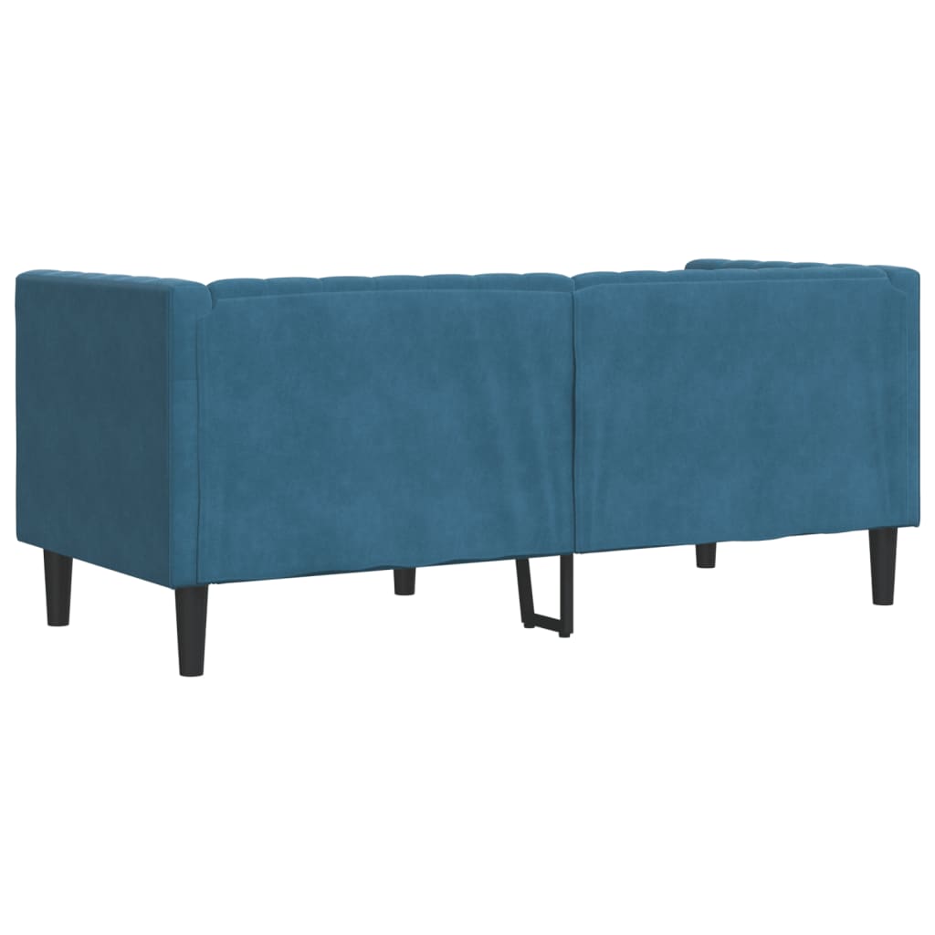 Chesterfield Sofa med Bolsters 2-personers Blue Velvet