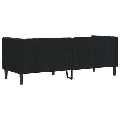 Chesterfield Sofa med Bolsters 3-personers sort fløjl