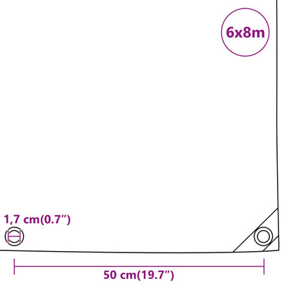 Presenning antracit 6x8 m 650 g/m²
