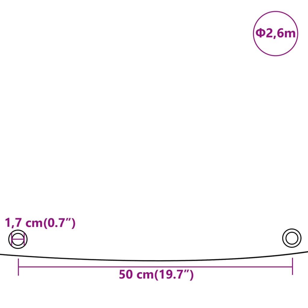 Presenning Hvid Ø 2,6 m 600 /m²