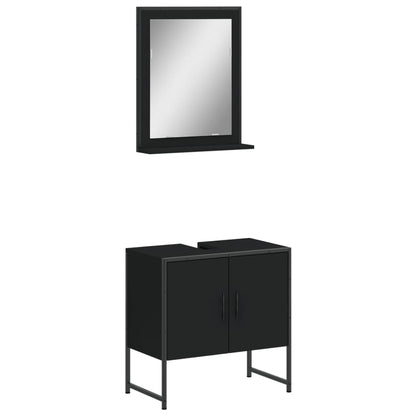 2-tlg. Badmöbel-Set Schwarz Holzwerkstoff