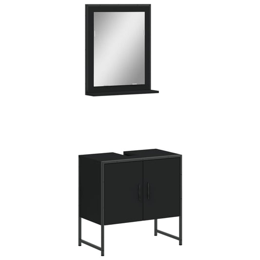 2-tlg. Badmöbel-Set Schwarz Holzwerkstoff