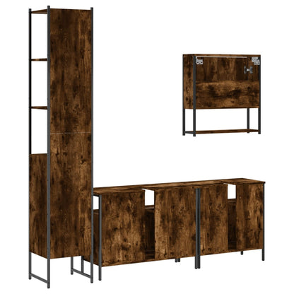 4-tlg. Badmöbel-Set Räuchereiche Holzwerkstoff